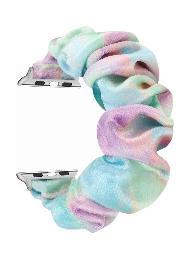 HuHa Flannel Hair Ring Replacement Watchband For Apple Watch Series 7 45mm/6 u0026 SE u0026 5 u0026 4 44mm/3 u0026 2 u0026 1 42mm Multicolour - Image 2