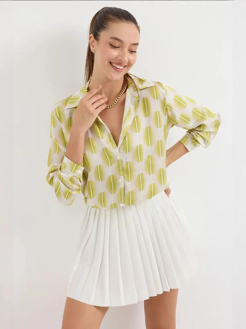 بيغ دارت قميص ساتان بأكمام طويلة بأزرار