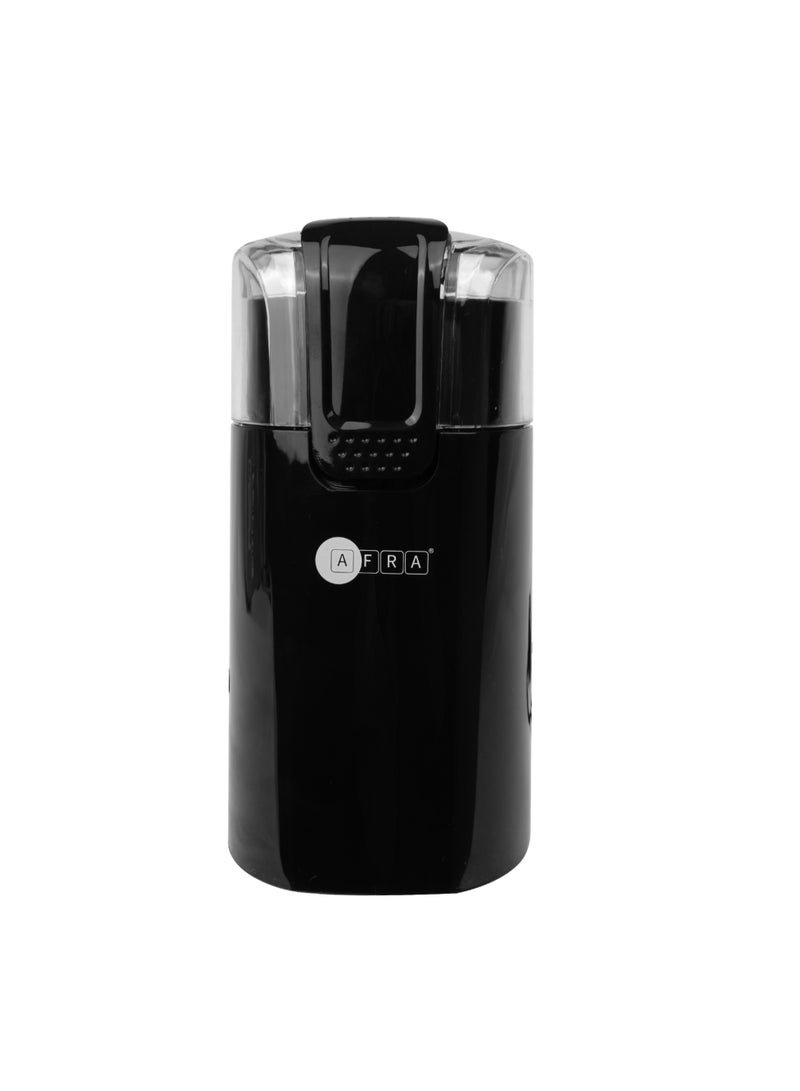 عفرا مطحنة قهوة AFRA بقوة 150 وات، سعة 60 جرام، لون أسود، غطاء شفاف قابل للتعديل، حاصلة على شهادة GMARK ESMA RoHS وCB - Image 1