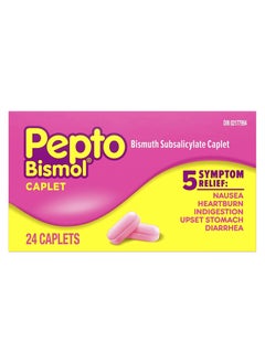 Pepto Bismol Pepto Bismol Chewables Caplets  Diarrhea Relief Heartburn, Nausea Indigestion Upset Stomach 24 Counts  - Image 1