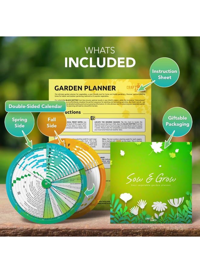 CraftSaints Garden Planner, Vegetable Planting Chart Wheel, Perpetual Outdoor & Indoor & Greenhouse Plant Care Guide, Homestead Planting Almanac, Essential Accessory for Gardeners & Farmers - Image 5