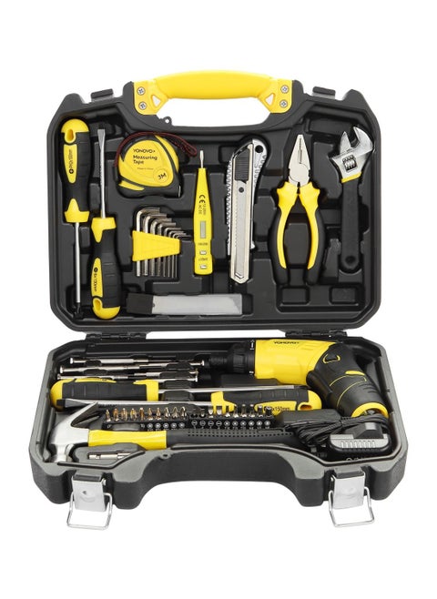 Tool Set with Professional Cordless Screwdriver 3.6V Lithium-Ion Battery -58 Piece- Complete Hand Tool Kit with LED Light and adjustable Handle - for Home Repairs, DIY Projects, Workshop Tasks