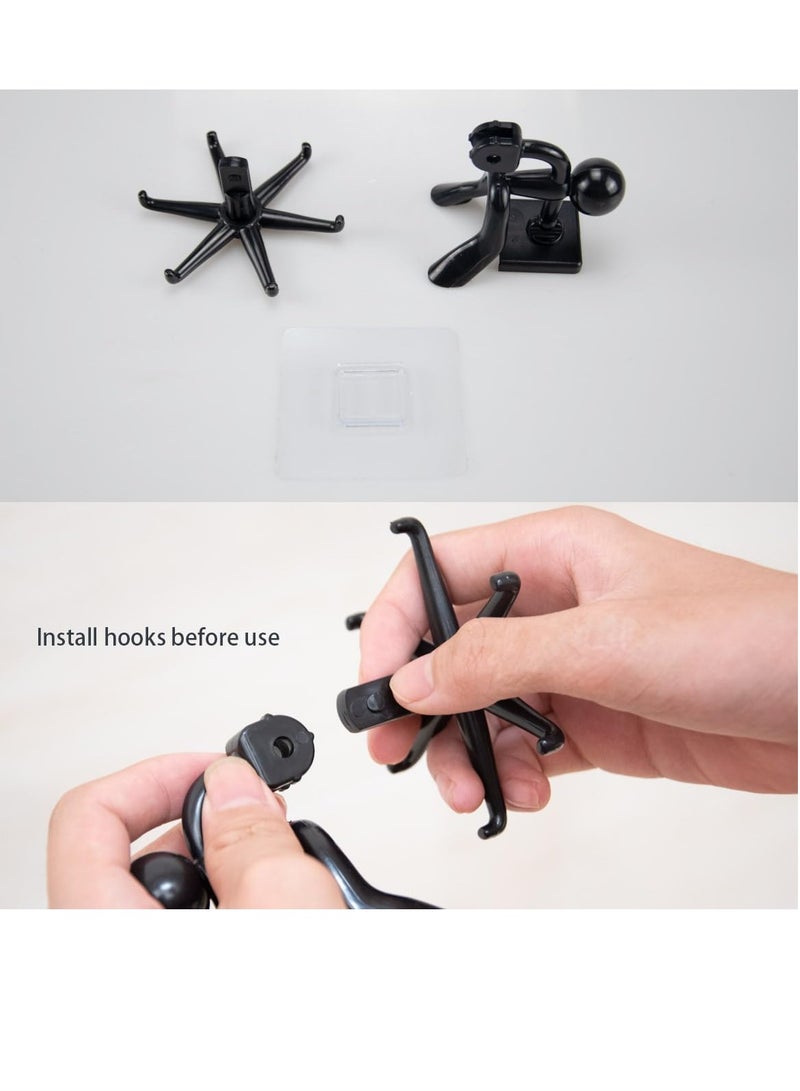 سيوسي 4 Pcs Under Cabinet Kitchen Utensils Hanger 360 Degrees Rotation Organizer Hooks 6 Claws in 1, Multi-Purpose Adhesive Hooks，Kitchen Utensils Hanging Hooks,  for Home Bathroom Kitchen Office - Image 4