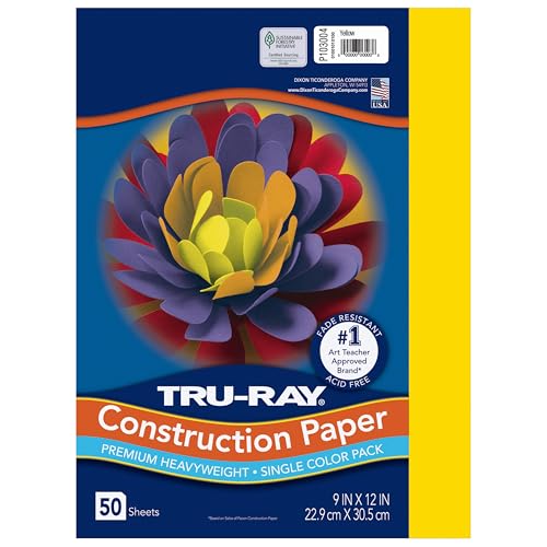 TRU-RAY ورق بناء PACON Tru-Ray، 9 بوصات × 12 بوصة، 50 قطعة، أصفر (103004) - Image 1