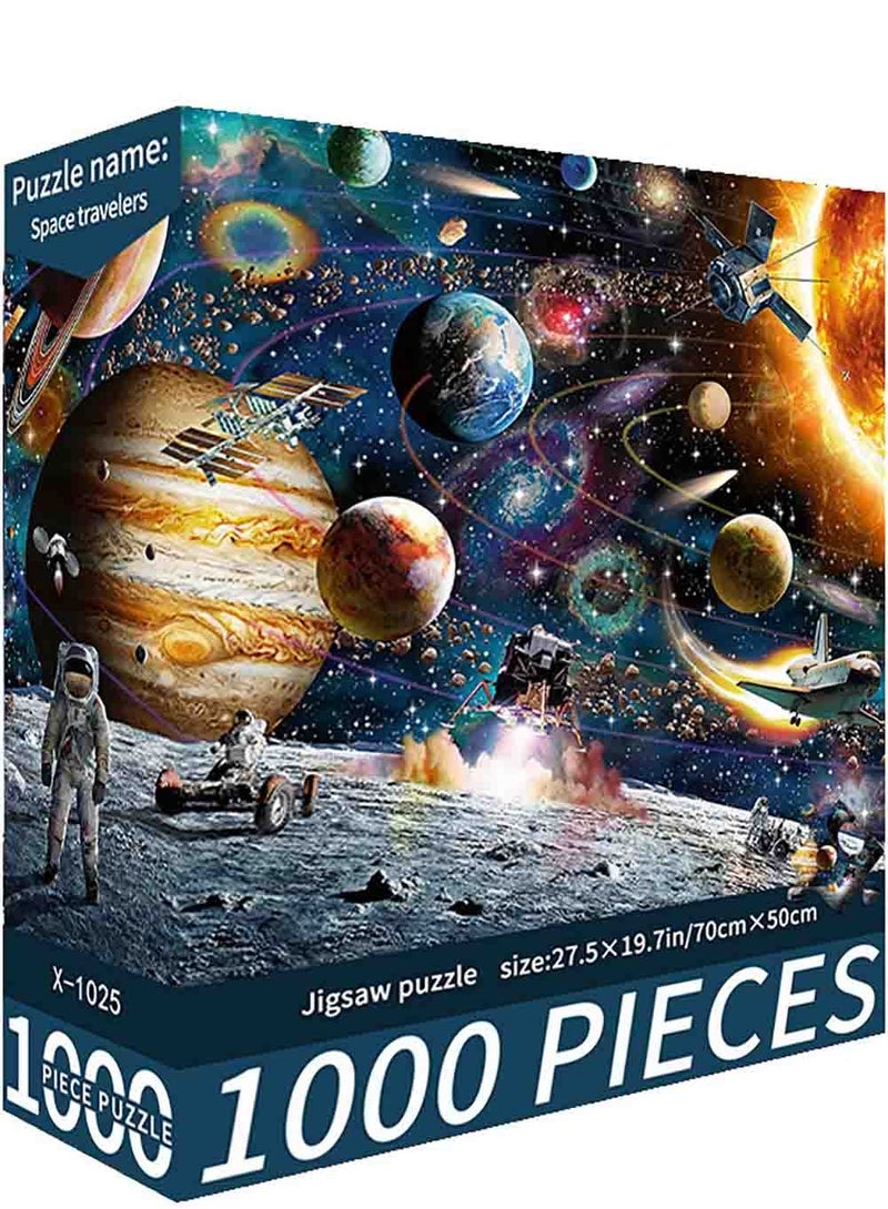 زيبونوفا مجموعة ألعاب ألغاز الصور المقطوعة من 1000 قطعة، ألغاز فضاء الكون الممتعة، ألغاز الصور المقطوعة، ألغاز التفكير الصعبة وتخفيف التوتر والفنون الزخرفية للأطفال في مرحلة التعليم المبكر، 700 × 500 مم - Image 1