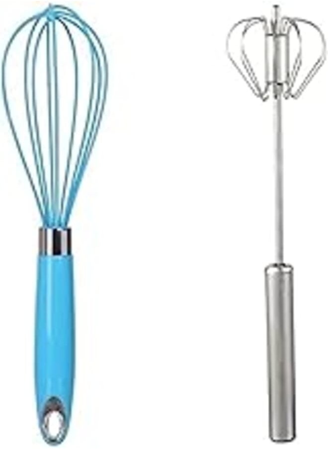 Generic - Generic egg whisker with silicone handle - assorted colors + Egg whisk, press hand auto rotating - stainless steel - Image 1