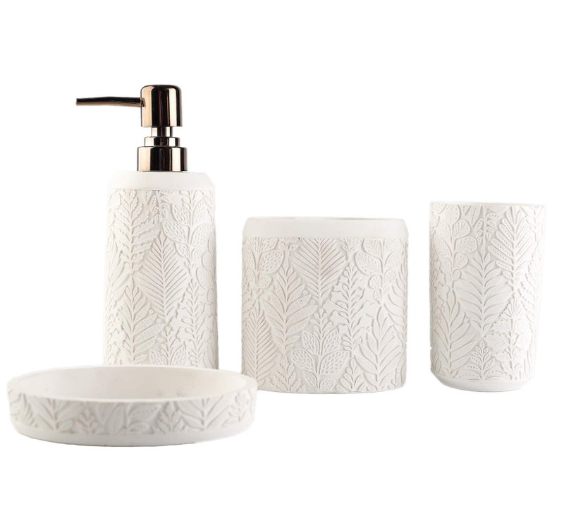 Hymmah Hymmah Bathroom Accessories SetToothbrush HolderFarmhouse Decor4 Pcs Resin Gift Apartment Necessities Contain Toothbrush CupSoap Dispenser  DishTumbler 