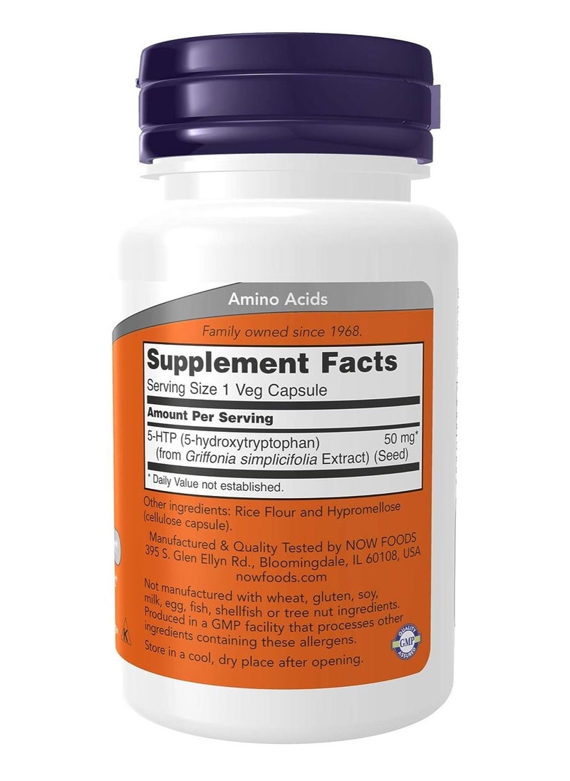 now - Now Foods 5-HTP, 30 Caps, 50 mg - Image 1