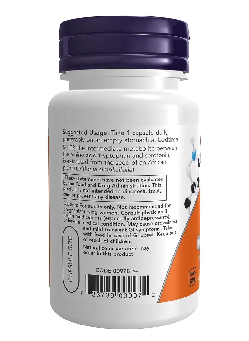 now - Now Foods 5-HTP, 30 Caps, 50 mg - Image 1