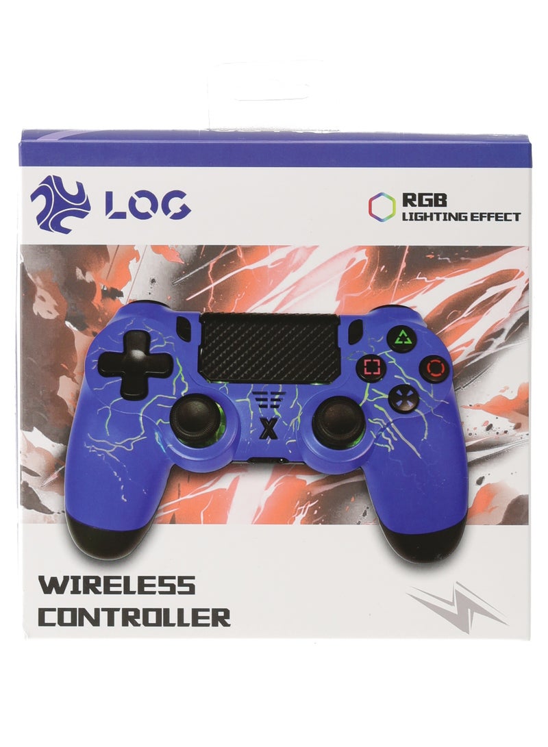 LOG Wireless Controller For PlayStation 4 / 3 / PC /  Android / IOS - RGB Lighting Effect - Blue - Image 4