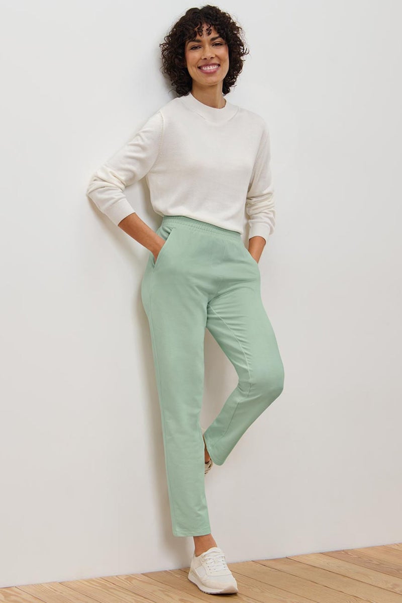 Tchibo Women Solid Stretchable Jogger Pants, Light Green - Image 1