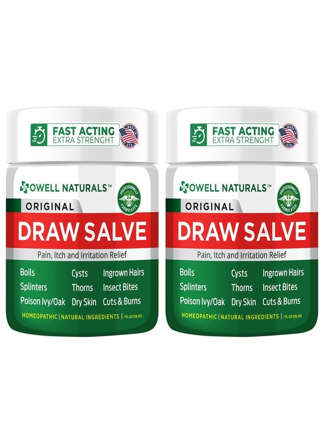 OWELL Naturals Drawing Salve Ointment Fast Acting Formula for Skin Boils & Cyst Removal, Splinters, Ingrown Hairs, Bug Bites, Bee Sting, Mosquito Itching, Poison Ivy (2 Pack) - Image 1