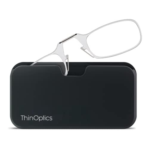 ThinOptics unisex-adult Reading Glasses + Black Universal Pod Case | Clear Frames, 1.00 Strength Readers Clear Frames / Black Case, 44 mm - Image 2
