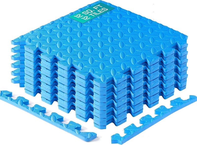 Yes4All EVA Interlocking Mats, Puzzle Floor Tiles, Foam Floor Padding with Border for Furniture, Home Space, Living Room, Garage 11,15,32,99 SQFT - Image 1