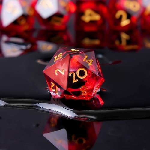 YEMEKO BeholderS Eye DND Dice Dragon Eye Liquid Core Sharp Edge Handmade Dice Set for Dungeons and Dragons Ttrpg MultiSided RPG Polyhedral Resin Roleplayingred Dargon Eye - Image 5