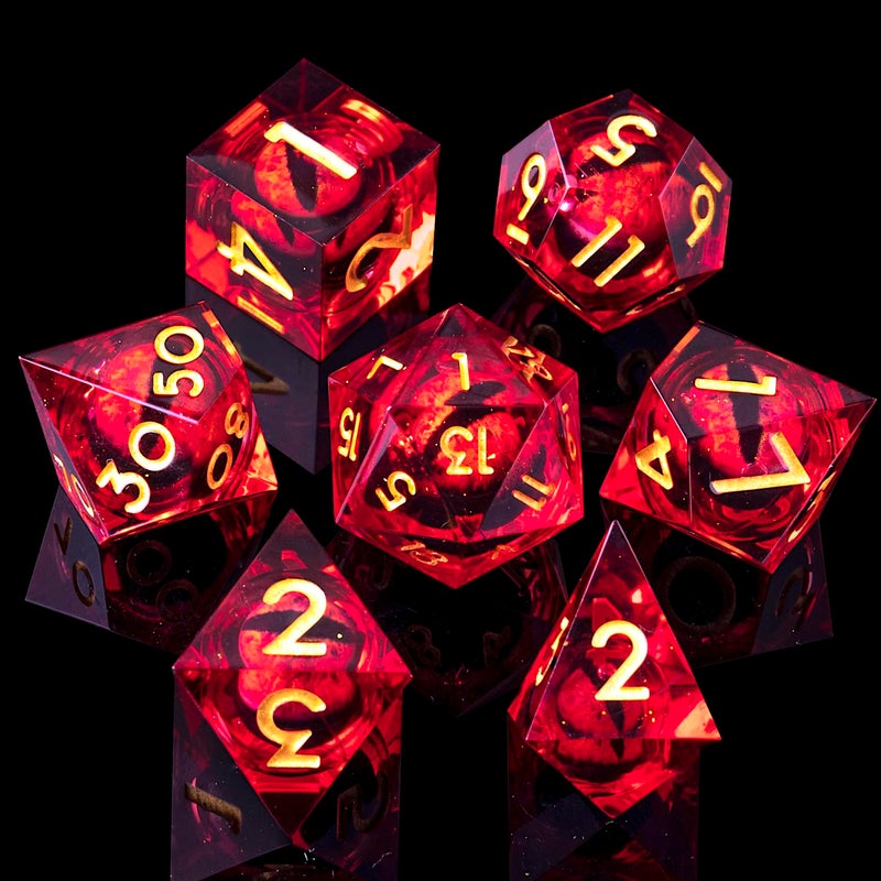 YEMEKO BeholderS Eye DND Dice Dragon Eye Liquid Core Sharp Edge Handmade Dice Set for Dungeons and Dragons Ttrpg MultiSided RPG Polyhedral Resin Roleplayingred Dargon Eye - Image 3