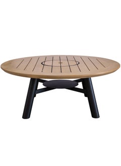 NABCO Light Round Wood-Burning Fire Pit Table for Patio – 135x135x52 cm, Multi-Use Fire Pit Dining Table, Compact and Durable for Backyard, Deck, or Garden, Natural Teak/Black  - Image 2