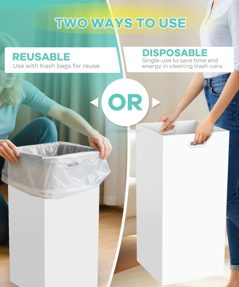 Magicheap 4 Pack Disposable Trash Cans for Parties, 30 Gallon Large Collapsible Garbage Cans with Handle, Thick Recycled Cardboard Recycling Bins for Party Events Camping (30" H x 14" W x 14" D), White - Image 3
