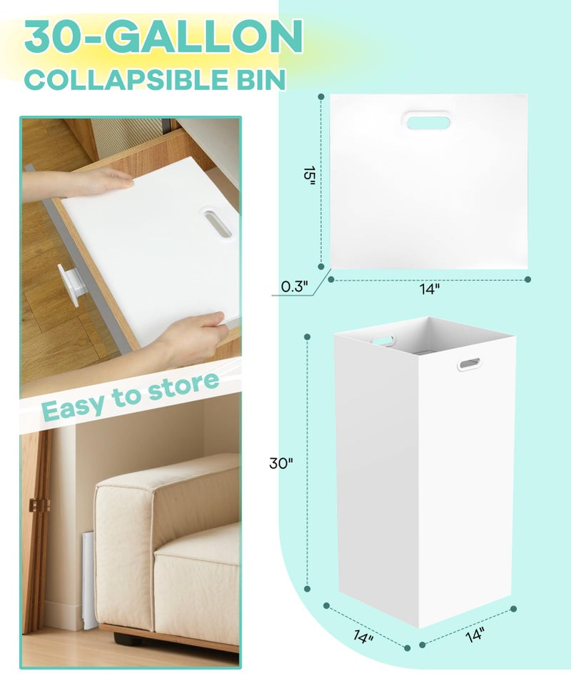 Magicheap 4 Pack Disposable Trash Cans for Parties, 30 Gallon Large Collapsible Garbage Cans with Handle, Thick Recycled Cardboard Recycling Bins for Party Events Camping (30" H x 14" W x 14" D), White - Image 4