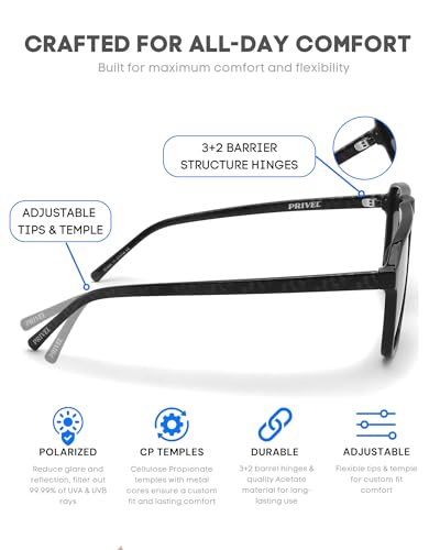 PRIVEL XXL Size Extra Large 159MM Polarized Square Aviator Sunglasses Big Wide Heads Men Ultralight UV400 Protection Glasses (PMX012P-4) - Image 3