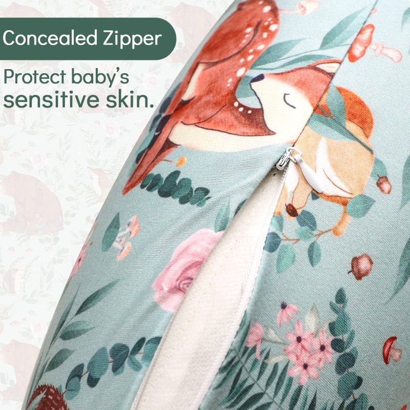 TANOFAR Nursing Pillow Covers, Bear Breastfeeding Pillow Cover for Baby Boys & Girls, Woodland Nursing Pillow Case for Newborn, Soft Fabric Fits Snug On Infant, Washable & Breathable - Image 5