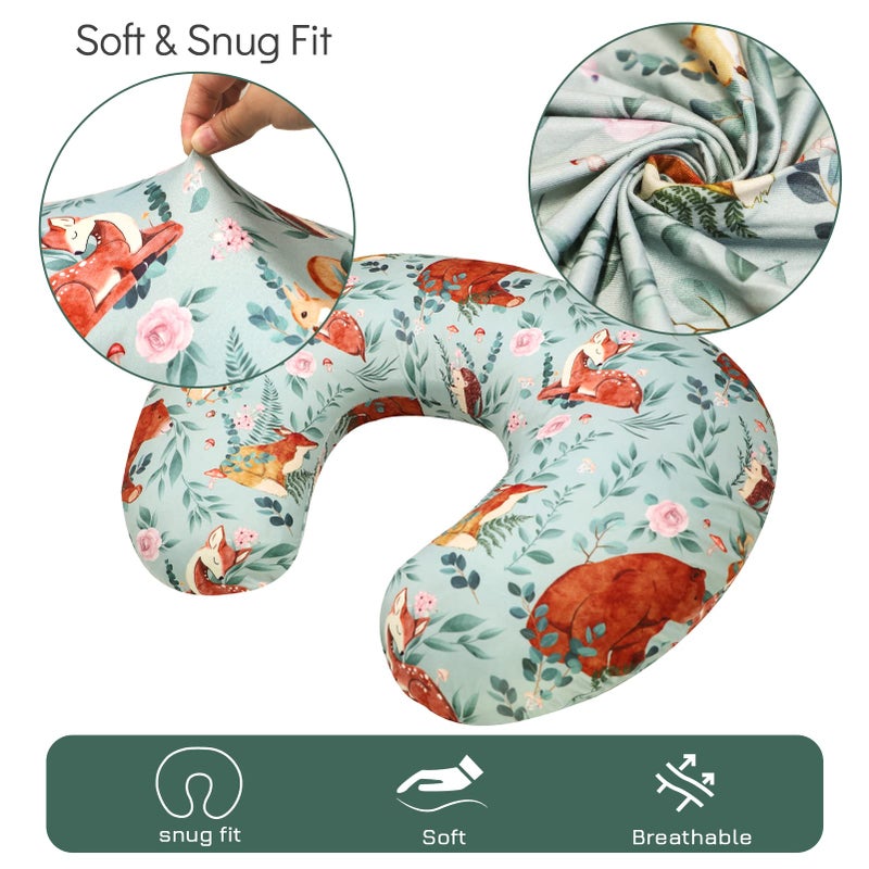 TANOFAR Nursing Pillow Covers, Bear Breastfeeding Pillow Cover for Baby Boys & Girls, Woodland Nursing Pillow Case for Newborn, Soft Fabric Fits Snug On Infant, Washable & Breathable - Image 4