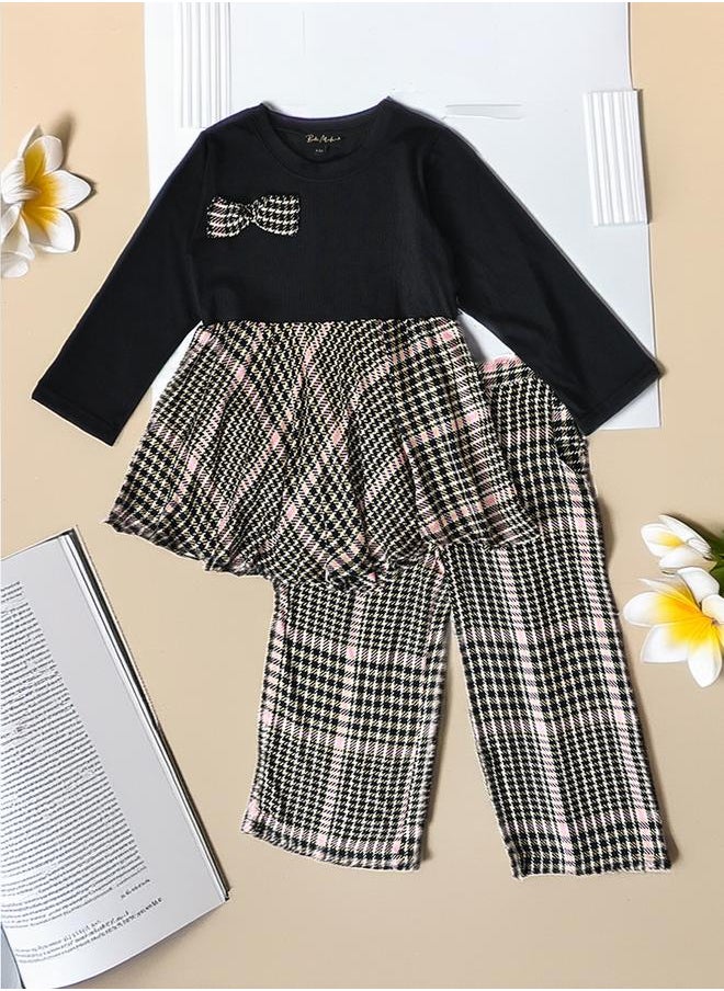BELLA MODA Longline Printed Top with Bow Detail & Trousers Co-Ords Set by Styli  - Image 1