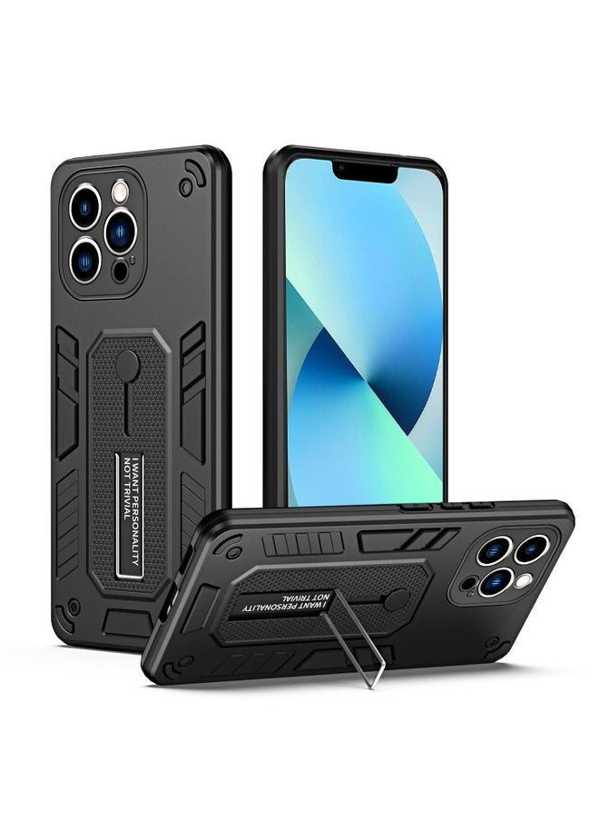 Generic Case Cover For iPhone 13 Pro Variety Brave Armor Finger Loop Holder Phone Case Black 