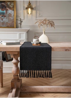 Y&D Black Table Runners, Burlap Linen Style Rustic Farmhouse Runner, 33x183cm Boho Washable Runners for Dining Room Decorations, Dresser, Bedroom Decor and Holiday Party Centerpiece  - Image 3