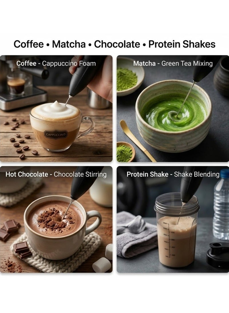 Lukadah Battery Operated Milk Frother with Stand, Handheld Coffee Foam Maker, Stainless Steel Whisk, Portable Mini Drink Mixer for Latte, Cappuccino, Matcha, Hot Chocolate, Protein Shake - Multicolour - Image 3
