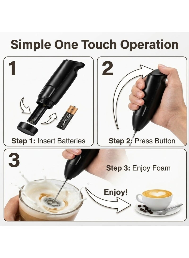 Lukadah Battery Operated Milk Frother with Stand, Handheld Coffee Foam Maker, Stainless Steel Whisk, Portable Mini Drink Mixer for Latte, Cappuccino, Matcha, Hot Chocolate, Protein Shake - Multicolour - Image 5