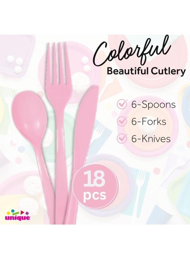 Unique 18 Assorted Cutlery Lovely Pink - Image 1