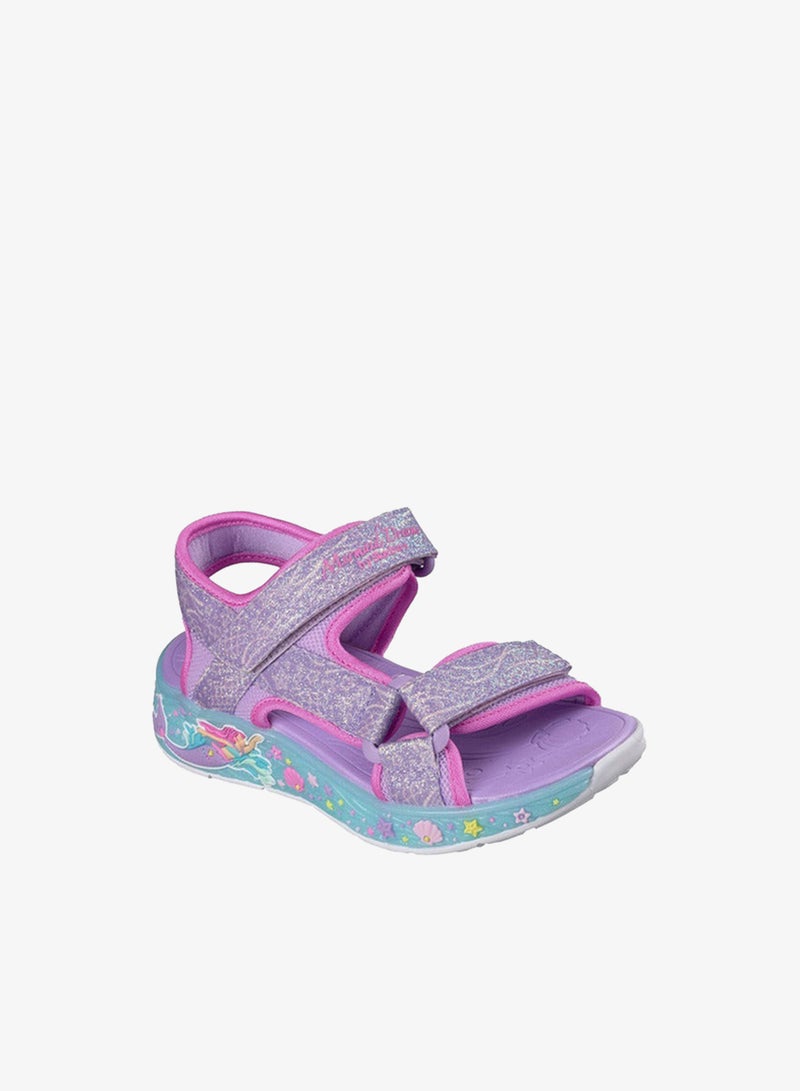 SKECHERS Girls Mermaid Dreams Hook & Loop Flat Sandals - Image 3