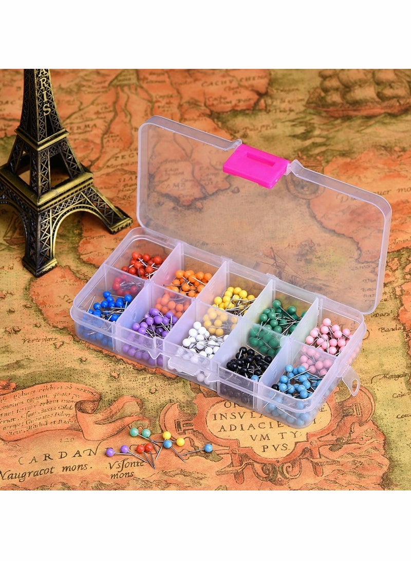 500 Multi-Color 4mm Push Pins with Plastic Heads & Steel Needles - Perfect for Bulletin Boards & Fabric Marking in Reusable Container - Image 4