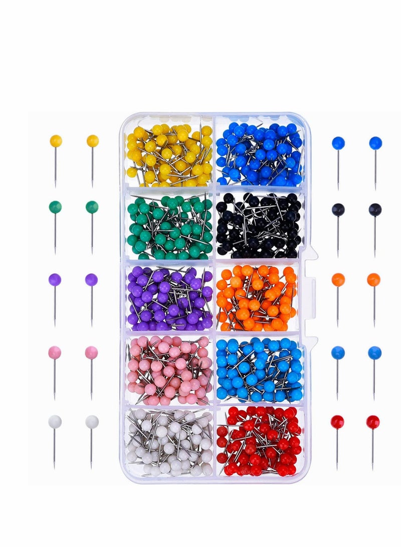 500 Multi-Color 4mm Push Pins with Plastic Heads & Steel Needles - Perfect for Bulletin Boards & Fabric Marking in Reusable Container - Image 1