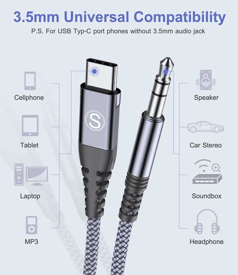 sweguard USB Type C to 3.5mm Audio Aux Cable 4ft for iPhone 16 USB C to 3.5mm Car Stereo Speaker Aux Cord for iPhone 15 16 Pro Max Plus MacBook iPad Pro,Samsung Galaxy S24 S23 S22 S21 S20 Note Pixel LG Moto - Image 4