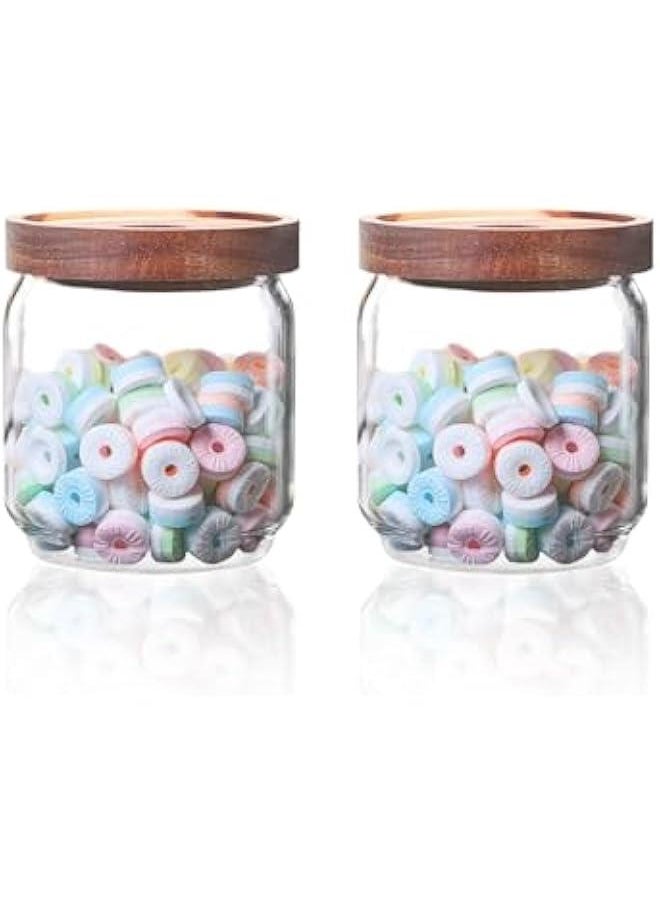 HOOKOR 2 Pcs Glass Food Storage with Airtight Lid, Kitchen Canisters, Clear visible Jar for Coffee Bean, Cookie, Candy, Spices (500ml)  - Image 1