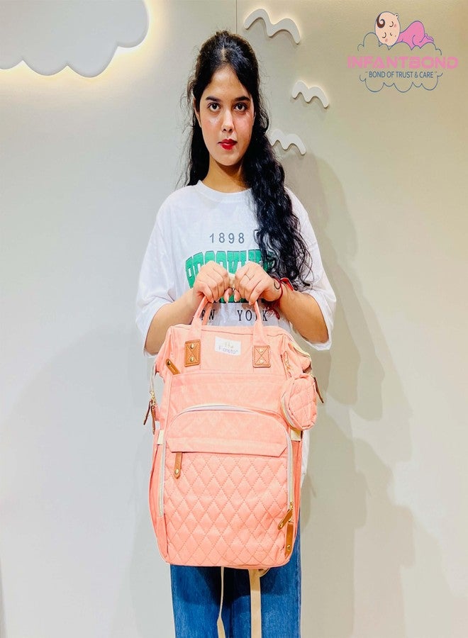 Infantbond Diaper Bags for Mom | Mother Bag | Multi Pocket Storage Bg | Diaper Bag For Mothers For Travel | Mother Bg For Womens (Peach) - Image 2