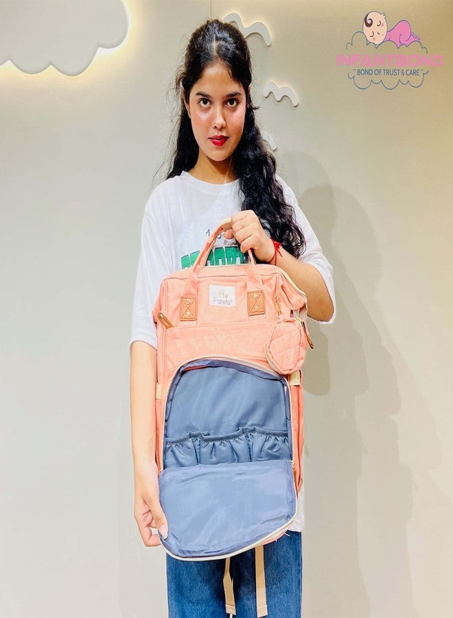 Infantbond Diaper Bags for Mom | Mother Bag | Multi Pocket Storage Bg | Diaper Bag For Mothers For Travel | Mother Bg For Womens (Peach) - Image 4