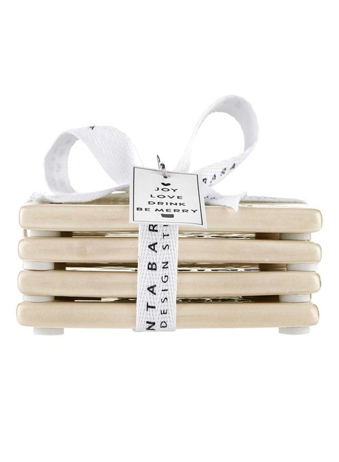 Santa Barbara Design Studio Ceramic Christmas Coasters - Holiday Table Décor, Set of 4, Joy Love Drink Be Merry - Image 5