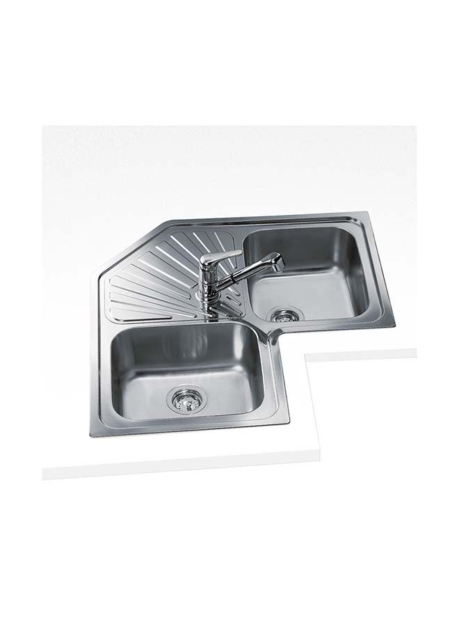 TEKA Angular 2B Inset Stainless Steel Two Bowls Sink Silver 830x830x190mmmm - Image 1