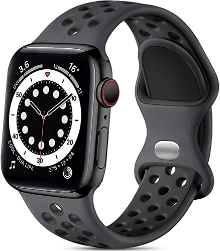 Lerobo Sport Bands Compatible with Apple Watch Band 40mm 41mm 38mm 42mm Series 11 10 for Women Men,Soft Silicone Breathable Bands for iWatch SE 2nd Generation 3 1 for iWatch Series 9 8 7 6 5 4 3 Black - Image 1
