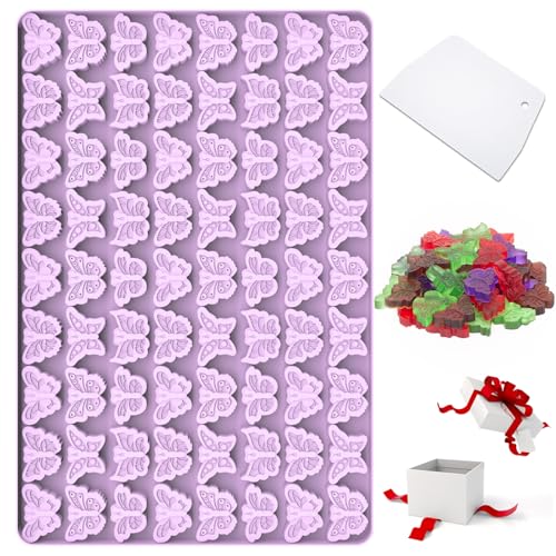 Amyandone Butterfly Mold, 72 Cavities Mini Butterflies Silicone Molds for Chocolate Candy Gummy, Food Grade Small Silicone Butterfly Molds for Homemade Cake Decorations/Snack Biscuits - Image 1