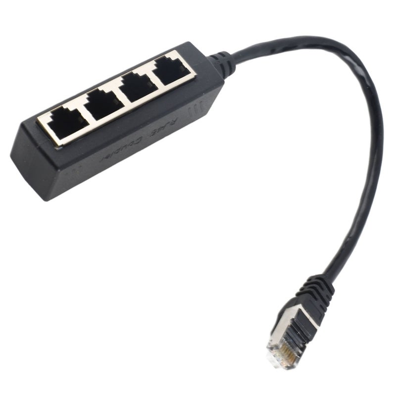 RJ45 Splitter 1 To 4 Port Gold Plated Core Smooth Transmission - Excellent Connection Broadband Adapter for Home Office Network Devices - Image 4