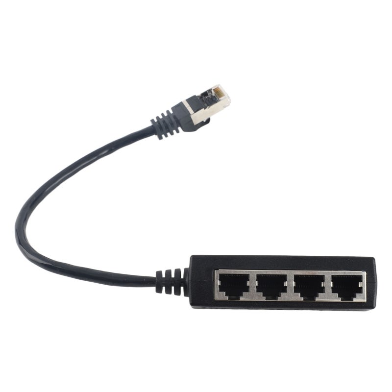 RJ45 Splitter 1 To 4 Port Gold Plated Core Smooth Transmission - Excellent Connection Broadband Adapter for Home Office Network Devices - Image 2