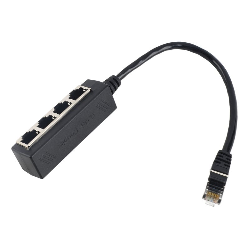 RJ45 Splitter 1 To 4 Port Gold Plated Core Smooth Transmission - Excellent Connection Broadband Adapter for Home Office Network Devices - Image 1