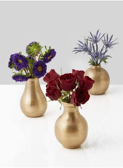 Serene Spaces Living Set Of 4 Gold Floral Pear Bud Vase Stylish Flower Vases For Centerpieces At Weddings Party Tables Dining Or Coffee Table Thanksgiving Fall Decor 4" Tall & 2.5" Diameter  - Image 4