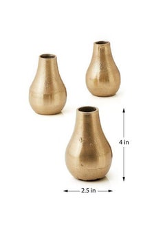 Serene Spaces Living Set Of 4 Gold Floral Pear Bud Vase Stylish Flower Vases For Centerpieces At Weddings Party Tables Dining Or Coffee Table Thanksgiving Fall Decor 4" Tall & 2.5" Diameter  - Image 5