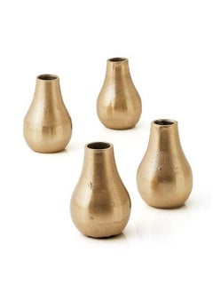 Serene Spaces Living Set Of 4 Gold Floral Pear Bud Vase Stylish Flower Vases For Centerpieces At Weddings Party Tables Dining Or Coffee Table Thanksgiving Fall Decor 4" Tall & 2.5" Diameter  - Image 2