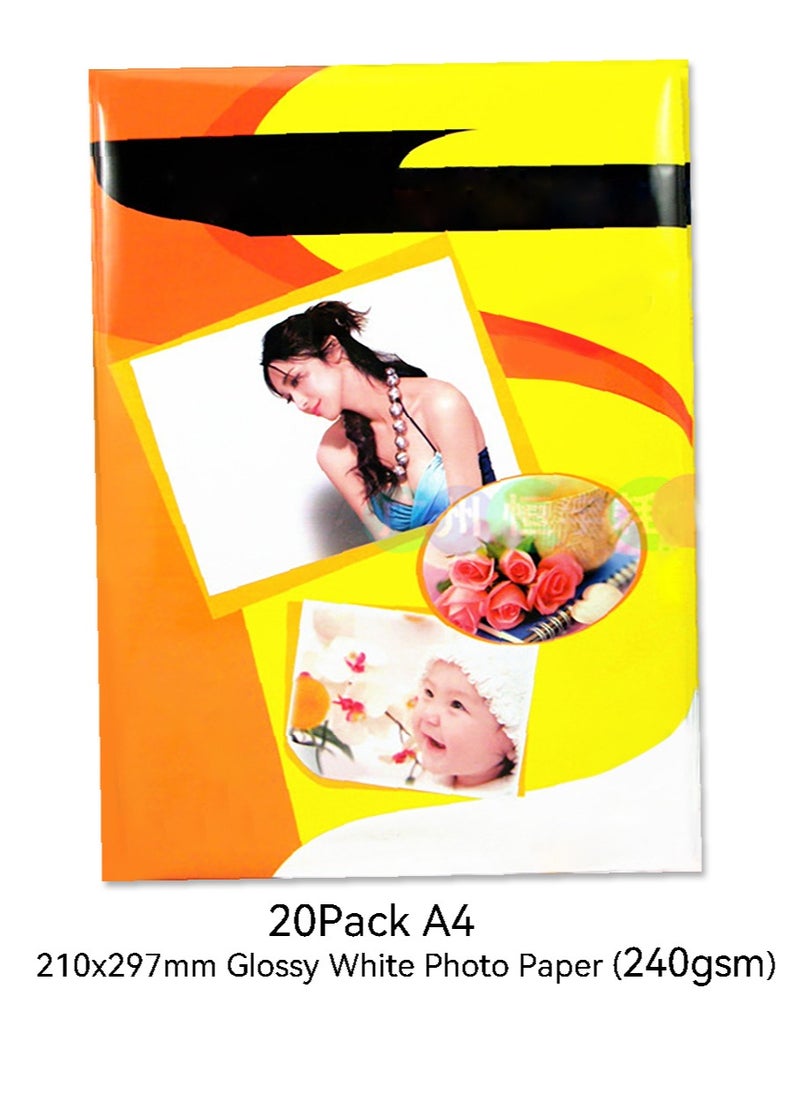 Generic High Glossy Photo Paper,Photo Paper,for Inkjet and Laser Jet Printers ,20 Sheets A4 240 gsm  - Image 1